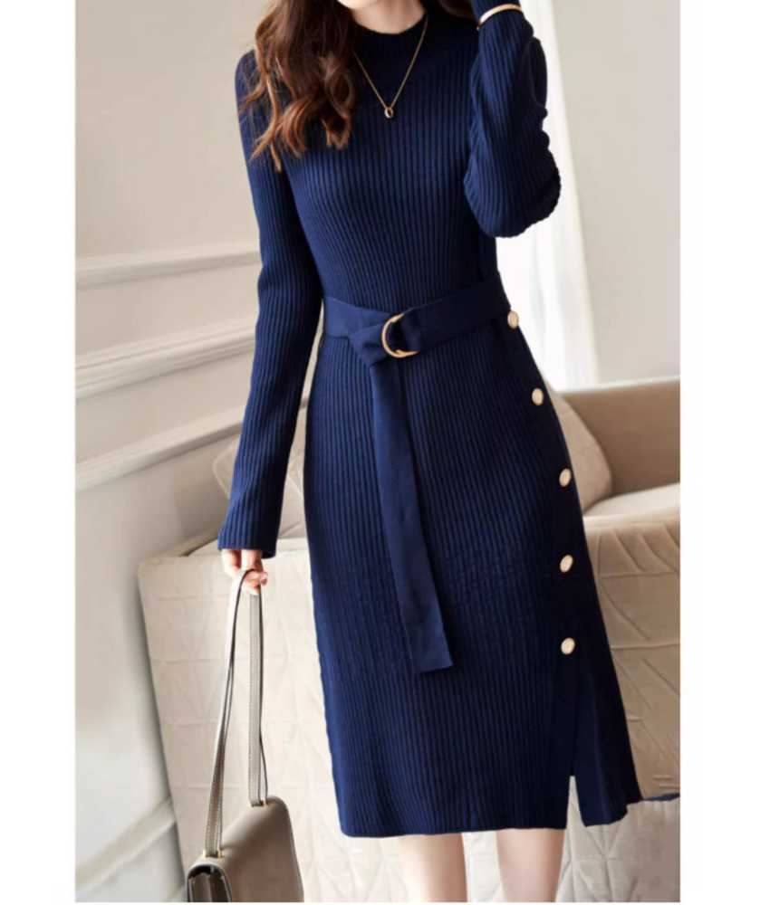 ブルベ服　ニットロングワンピース（ブルベ冬向け）