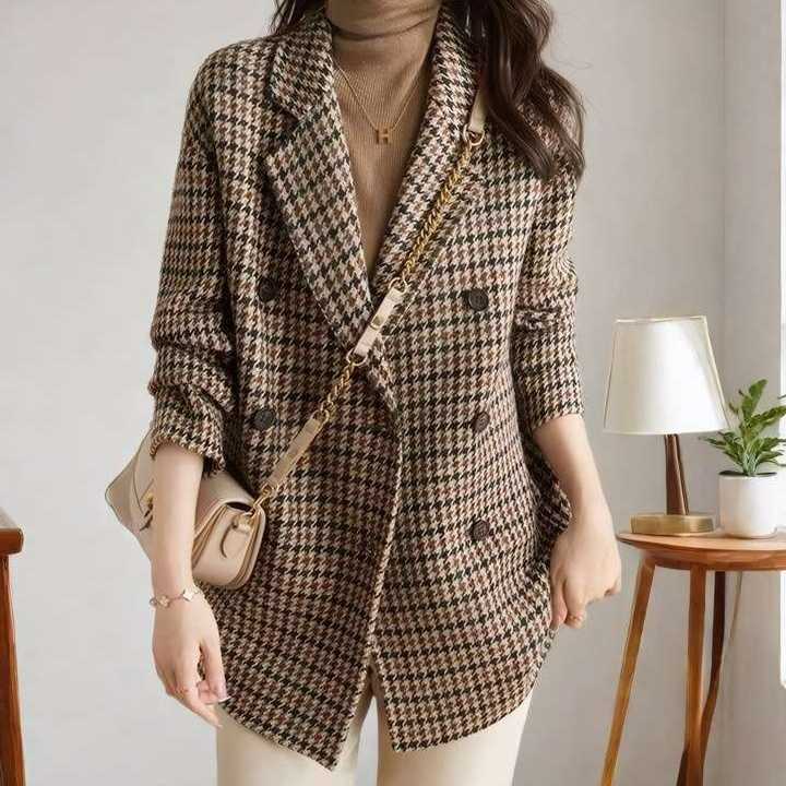 ブルベ夏服 千鳥格子柄オーバーサイズジャケット 