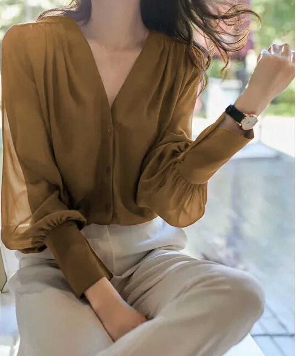 ブルベ服　 シフォンブラウス 通勤きれいめ上品シャツ（ブルベ夏向け・ブルベ冬向け）