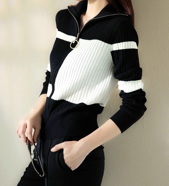 ブルベ服　ジッパー型ニットカーディガン（ブルベ夏・ブルベ冬向け）