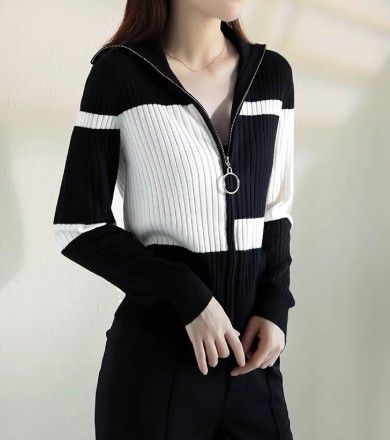 ブルベ服　ジッパー型ニットカーディガン（ブルベ夏・ブルベ冬向け）
