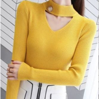 ブルベ服　チョーカー風リブニット 着痩せ カーディガン（ブルベ夏向け・ブルベ冬向け）