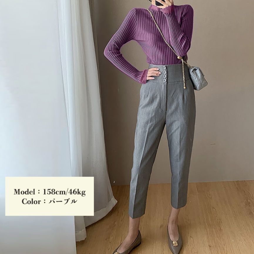 ブルベ服　袖レース付きリブニット長袖セーター女性用カーディガン（ブルベ夏向け・ブルベ冬向け）
