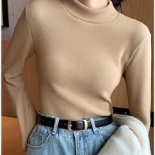 ブルベ服　裏起毛ニット長袖インナー保温カットソー（ブルベ夏向け・ブルベ冬向け）