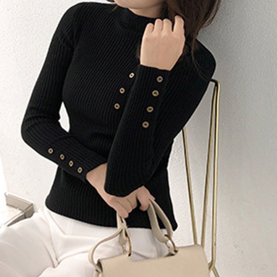 ブルベ服　ニット カーディガン レディース 長袖 リブ編み ハイネック ボタン 秋冬（ブルベ夏向け・ブルベ冬向け）