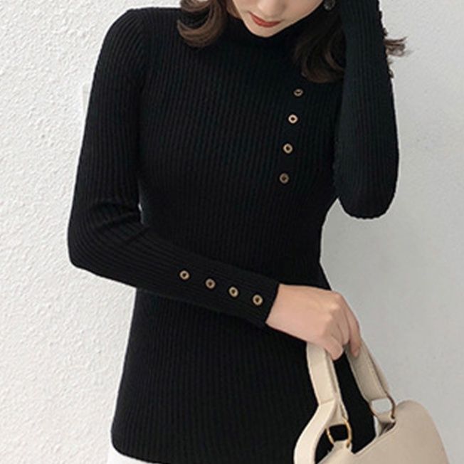 ブルベ服　ニット カーディガン レディース 長袖 リブ編み ハイネック ボタン 秋冬（ブルベ夏向け・ブルベ冬向け）