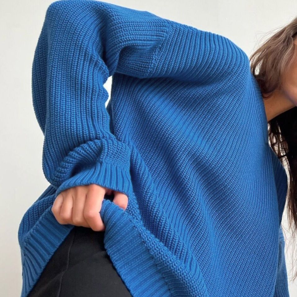 ブルベ服　ゆったりニットセーター レディース長袖秋冬カーディガン（ブルベ夏向け・ブルベ冬向け）