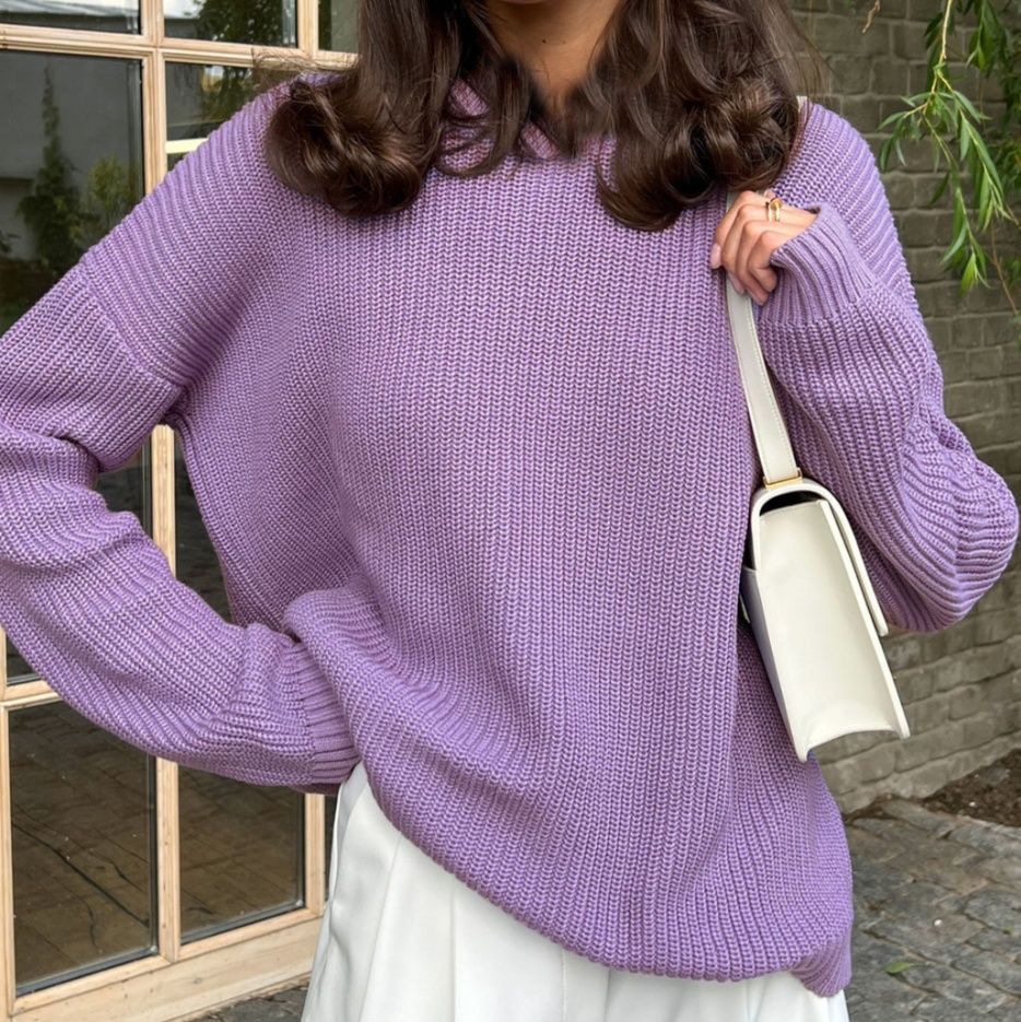 ブルベ服　ゆったりニットセーター レディース長袖秋冬カーディガン（ブルベ夏向け・ブルベ冬向け）