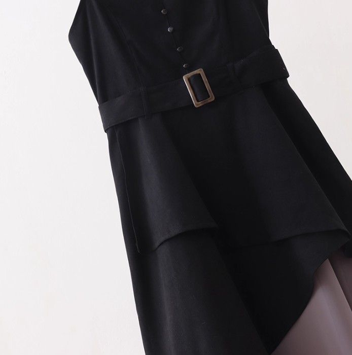 ブルベ服　アシンメトリー重ね切替ワンピース（ブルベ冬向け）