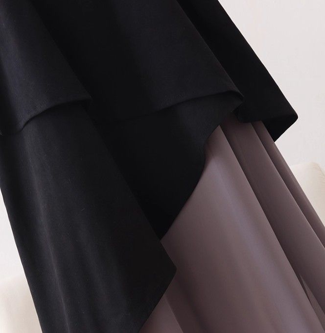 ブルベ服　アシンメトリー重ね切替ワンピース（ブルベ冬向け）