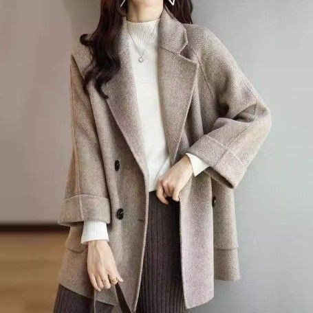 ブルベ服　エレガントヘリンボーンロングコート（ブルベ夏向け・ブルベ冬向け）