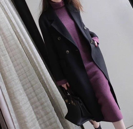 ブルベ服　ウエストベルト タートルネックワンピース（ブルベ冬向け）