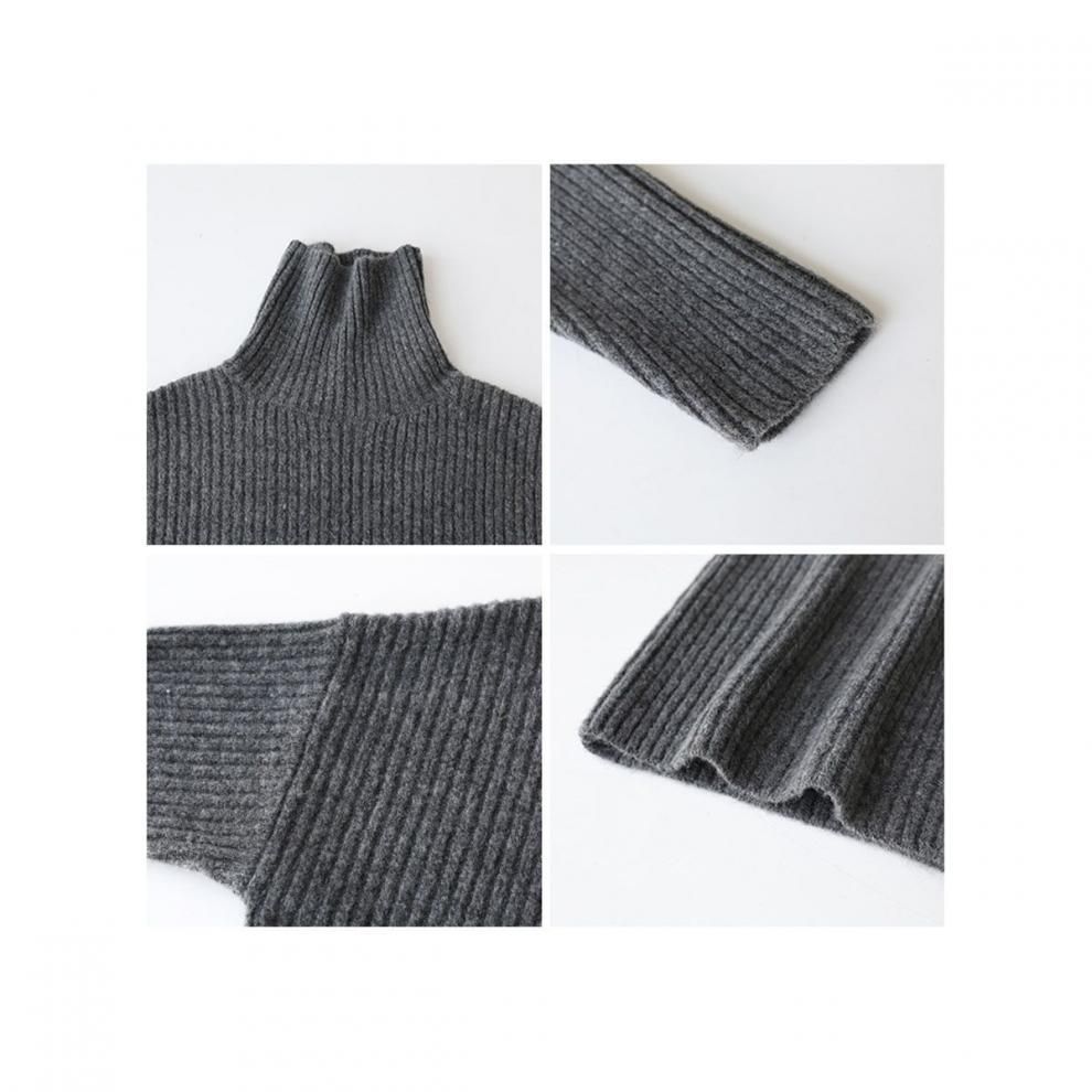 ブルベ夏/ブルベ冬服　リブ編みタートルネック長袖ニットセーター