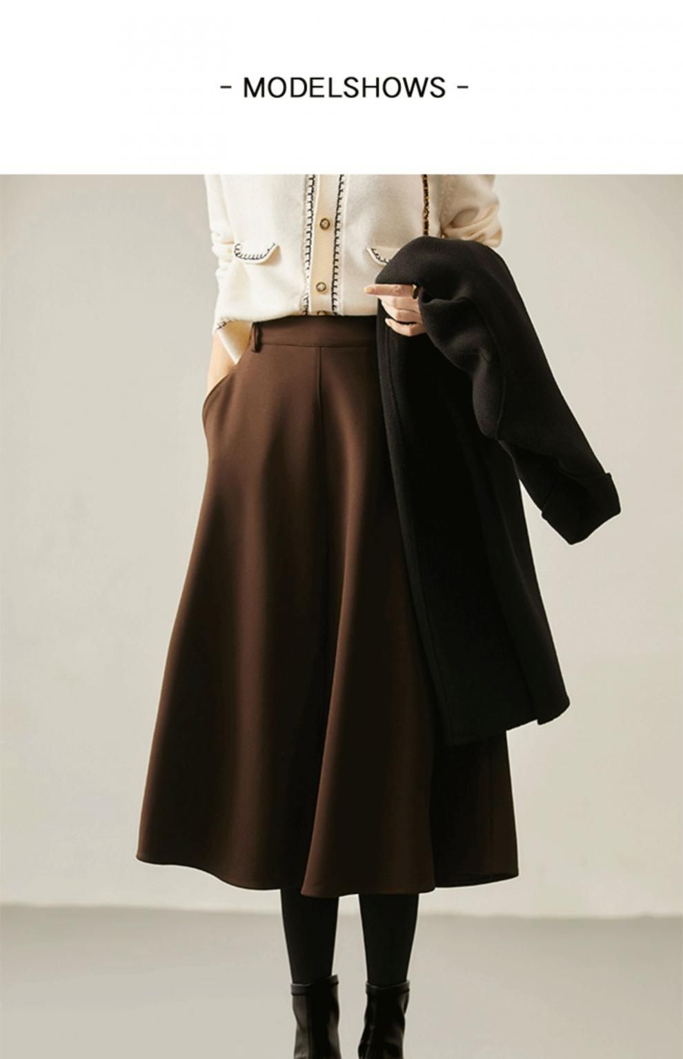 ブルベ冬服　上品フレア中丈スカート