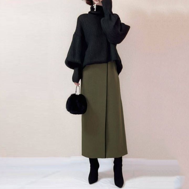 ブルベ冬服　オーバーサイズニットとロングスカートの洗練セット