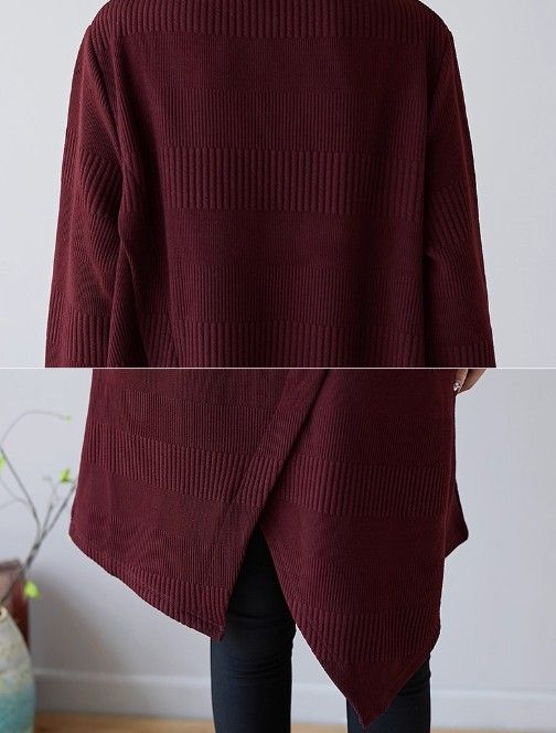 ブルベ夏/ブルベ冬服　アシンメトリー裾デザインタートルネックニットワンピース