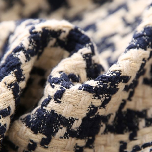 ブルベ夏/ブルベ冬服　千鳥格子ツイード調ノーカラージャケット