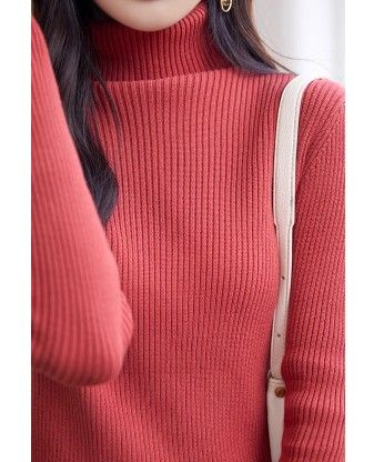 ブルベ夏/冬服　上品タートルネック縦リブニットトップス