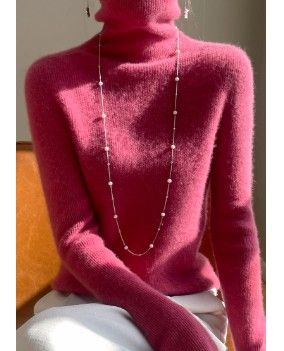 ブルベ夏/ブルベ冬服　上品タートルネック長袖ニットセーター