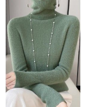 ブルベ夏/ブルベ冬服　上品タートルネック長袖ニットセーター