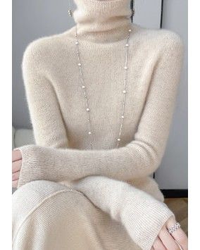 ブルベ夏/ブルベ冬服　上品タートルネック長袖ニットセーター
