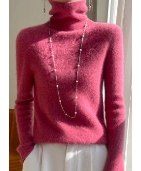 ブルベ夏/ブルベ冬服　上品タートルネック長袖ニットセーター