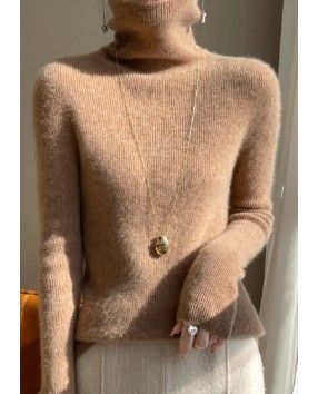 ブルベ夏/ブルベ冬服　上品タートルネック長袖ニットセーター