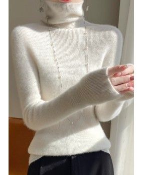 ブルベ夏/ブルベ冬服　上品タートルネック長袖ニットセーター