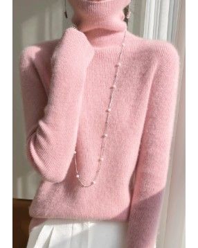 ブルベ夏/ブルベ冬服　上品タートルネック長袖ニットセーター