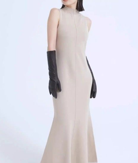 ブルベ夏/ブルベ冬服　ファー風ニットカーディガン＋ベストワンピースセット