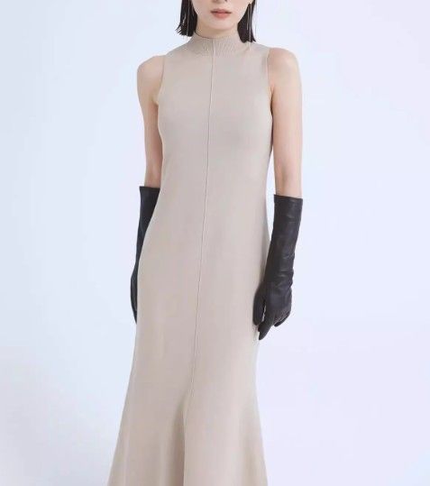 ブルベ夏/ブルベ冬服　ファー風ニットカーディガン＋ベストワンピースセット