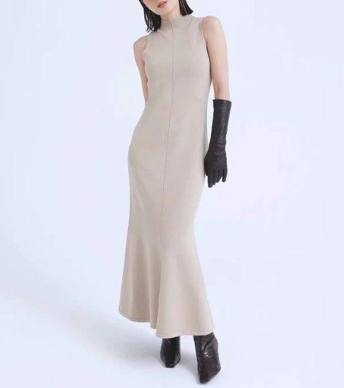 ブルベ夏/ブルベ冬服　ファー風ニットカーディガン＋ベストワンピースセット