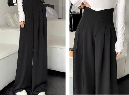 ブルベ夏/ブルベ冬服　上品ハイウエスト美脚ワイドパンツ