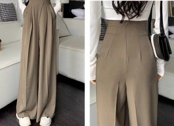 ブルベ夏/ブルベ冬服　上品ハイウエスト美脚ワイドパンツ