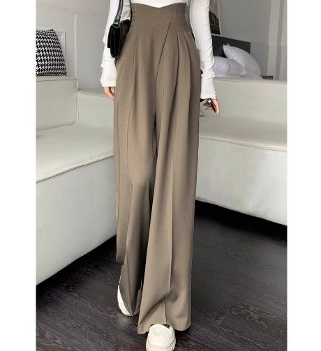 ブルベ夏/ブルベ冬服　上品ハイウエスト美脚ワイドパンツ