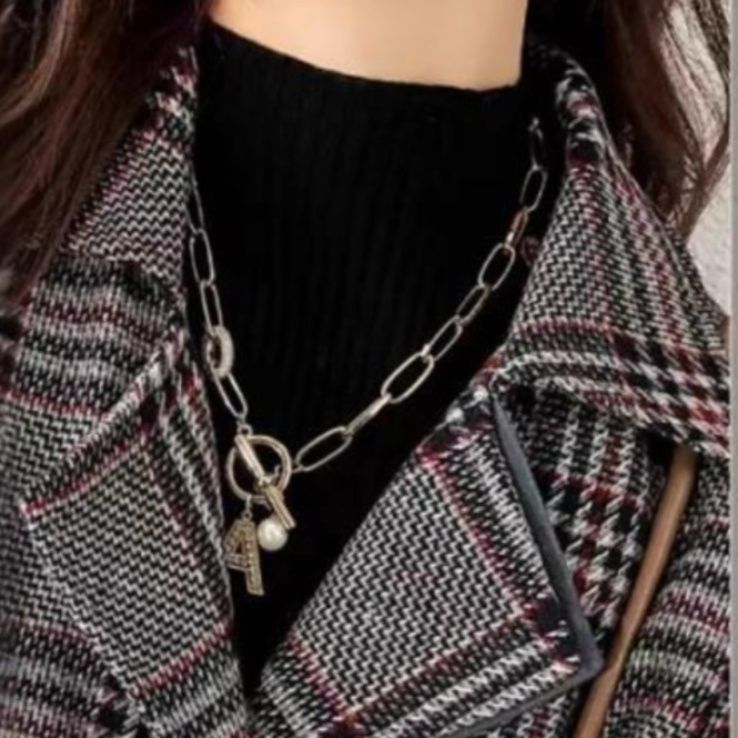 ブルベ夏/ブルベ冬服　格子柄ダブルボタンショート丈テーラードジャケット