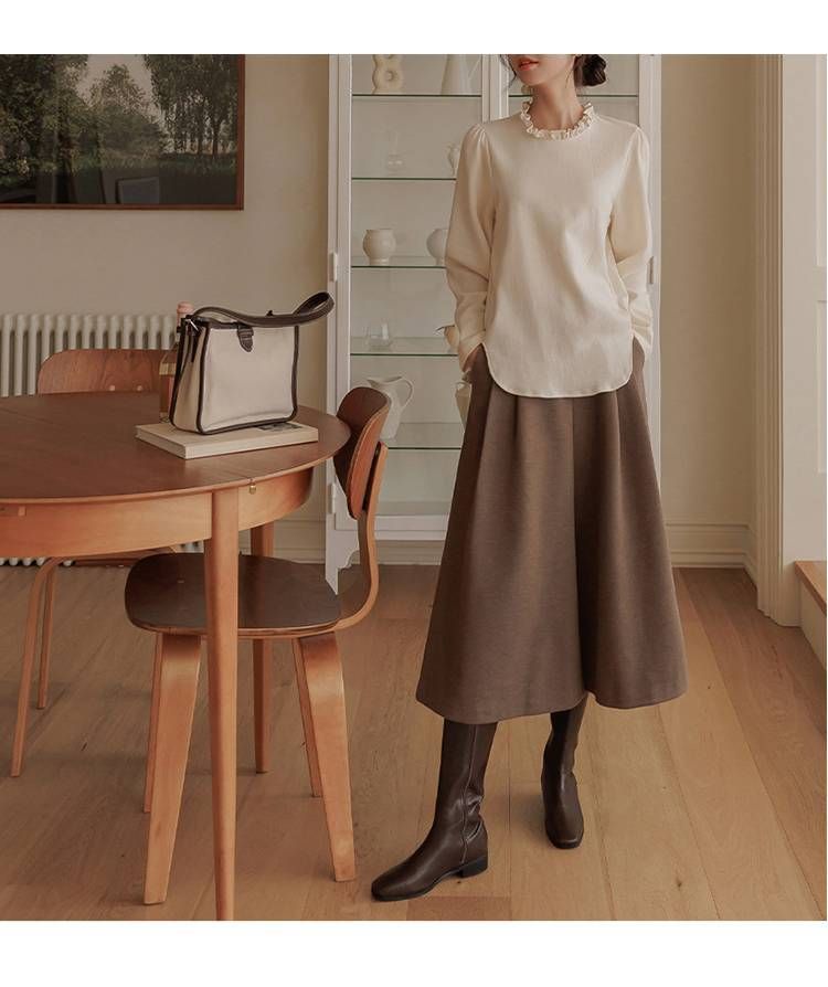 ブルベ夏/ブルベ冬服　上品な女性らしさを演出するハイウエストガウチョパンツ