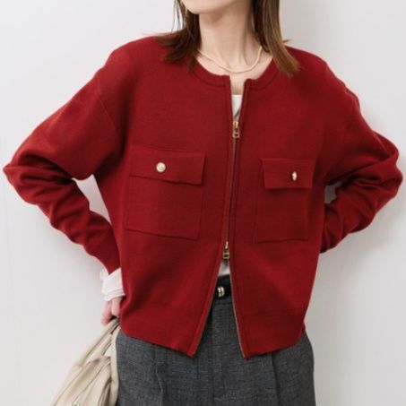 ブルベ夏/ブルベ冬服　ノーカラージップアップブルゾン
