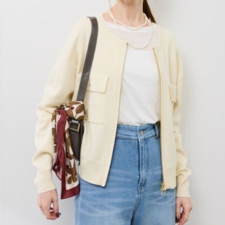 ブルベ夏/ブルベ冬服　ノーカラージップアップブルゾン