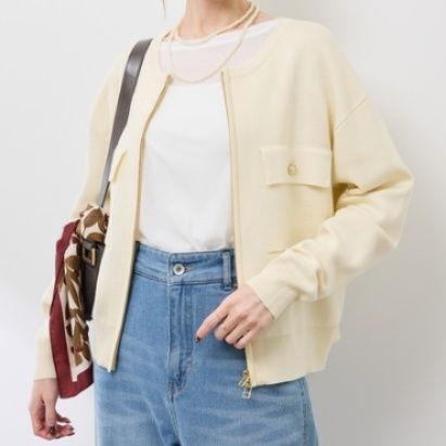 ブルベ夏/ブルベ冬服　ノーカラージップアップブルゾン