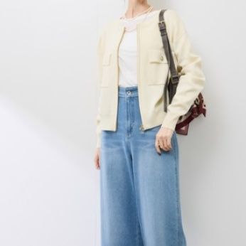 ブルベ夏/ブルベ冬服　ノーカラージップアップブルゾン