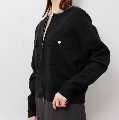 ブルベ夏/ブルベ冬服　ノーカラージップアップブルゾン