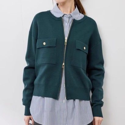 ブルベ夏/ブルベ冬服　ノーカラージップアップブルゾン