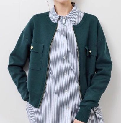ブルベ夏/ブルベ冬服　ノーカラージップアップブルゾン