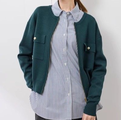 ブルベ夏/ブルベ冬服　ノーカラージップアップブルゾン