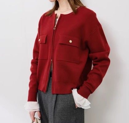 ブルベ夏/ブルベ冬服　ノーカラージップアップブルゾン