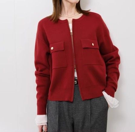 ブルベ夏/ブルベ冬服　ノーカラージップアップブルゾン