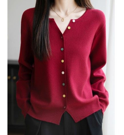 ブルベ夏/ブルベ冬服　マルチボタン配色カーディガン