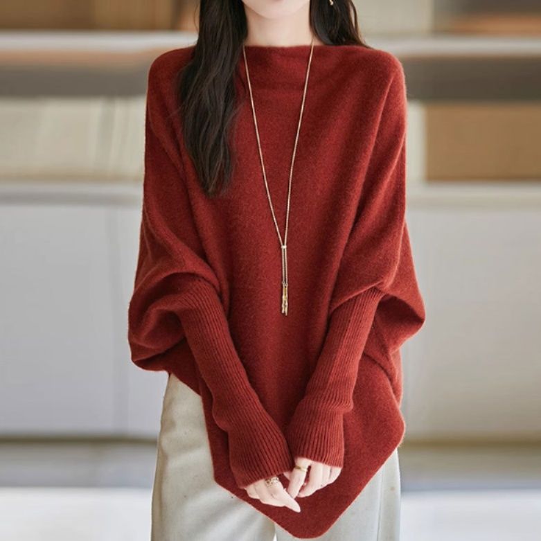 ブルベ夏/ブルベ冬服　袖口リブ切り替えゆったりオーバーサイズニット