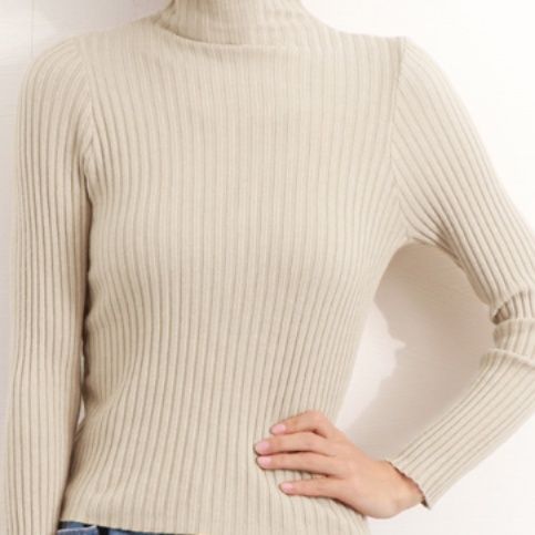 ブルベ夏/ブルベ冬服 リブ編みプチハイネックニットトップス